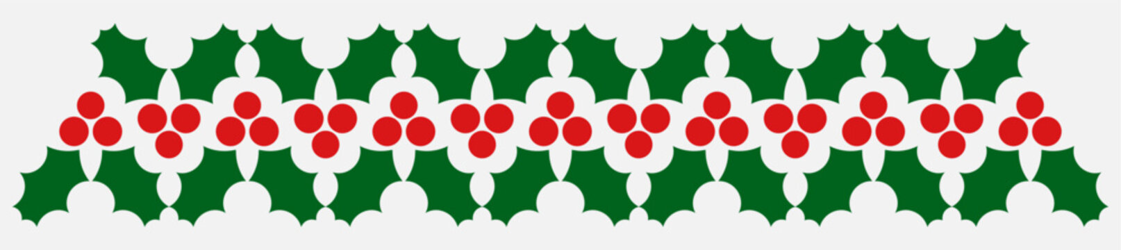 Christmas holly berries plant border. Holiday design element. Vector illustration.