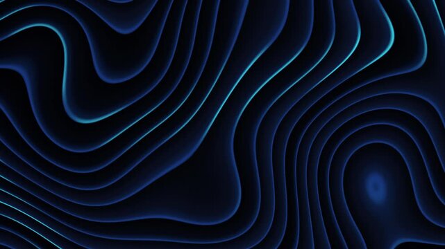 Blue glowing abstract wave lines on dark background