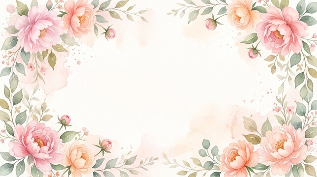 Elegant Watercolor Floral Frame Border Design.