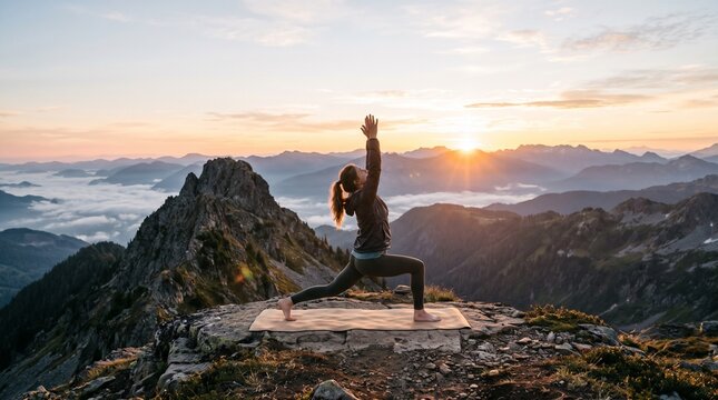 Majestic Statue Sunrise Mountain Peak Scenic View.