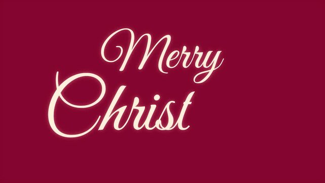 Merry Christmas lettering typography animation on dark red background featuring holiday calligraphy design for festive season greeting card template with elegant handwriting style for seasonal