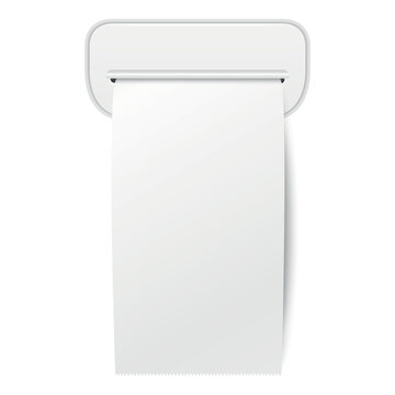 Receipt Paper Slot with Blank Receipt. Blank Receipt Paper Slot for ATM, POS, Cash Register and Payment Terminal. Receipt Paper Slot Vector Illustration for Bills, Tickets and Transaction Receipts