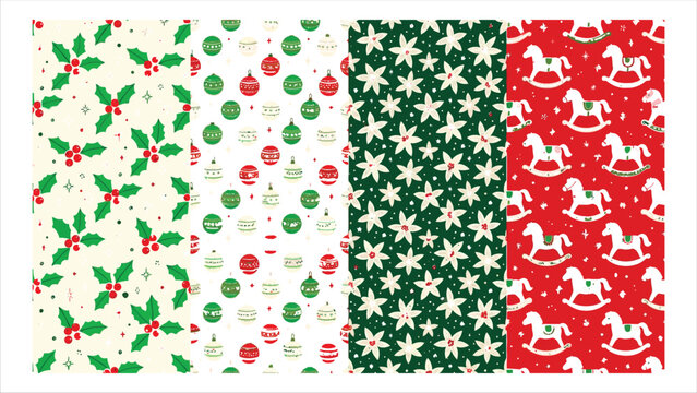Colorful holiday fabric with festive holiday patterns