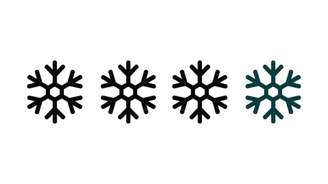 Set of four simple vector snowflake icons isolated on a white background