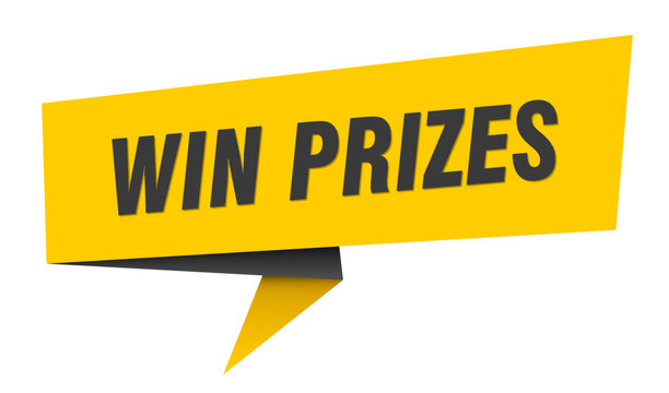 win prizes banner. win prizes&nbsp;speech bubble, label, sticker, sign template