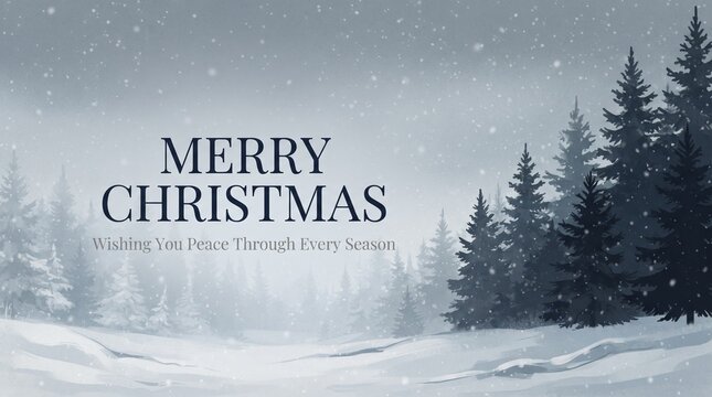 Merry christmas greeting with forest background