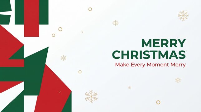 Merry christmas greeting with geometric gift box design