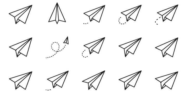 Set of paper plane icons
