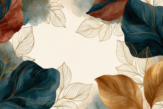Elegant floral design with colorful leaves and soft watercolor background for artistic projects