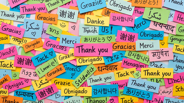 colorful thank you messages in different languages