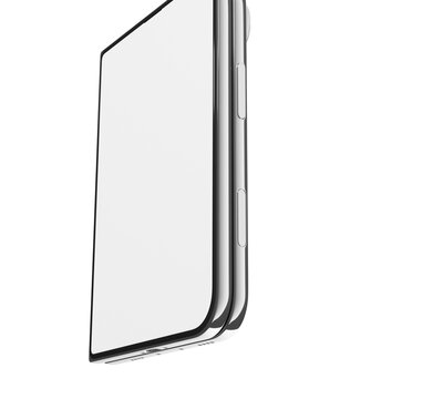 Modern smartphone with blank screen on black background