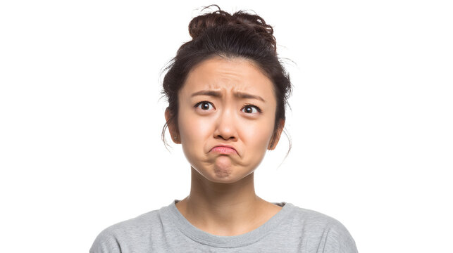 Asian woman with a disgusted expression looking at the camera