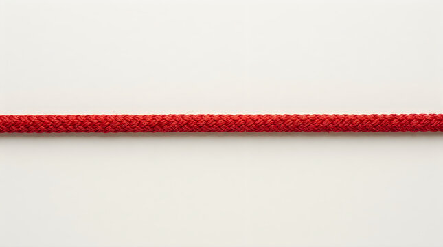 A single long piece of thick red rope stretched horizontally across the frame for creative design