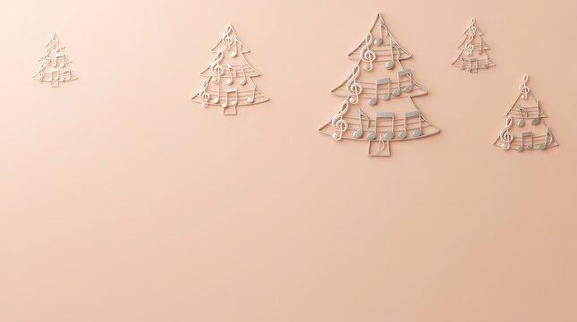 Minimalist christmas trees in soft pastel shades against a neutral background