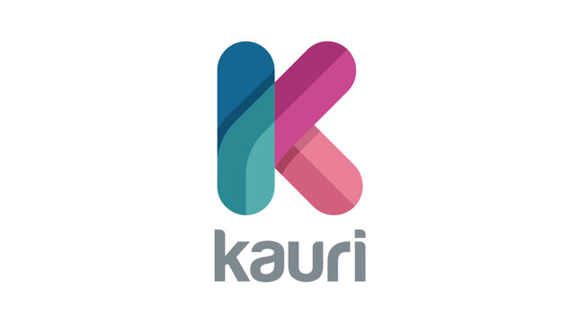 A sleek and modern logo featuring the word 'Kauri' designed with vibrant colors and smooth geometric shapes, showcasing a contemporary and professional aesthetic.