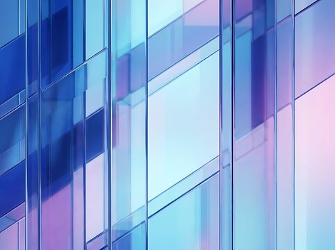 Abstract glass architecture background with blue and pink geometric