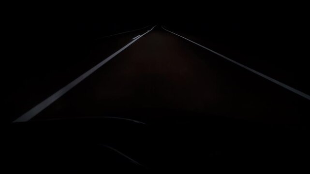 Night Drive Along Empty Rural Asphalt Road