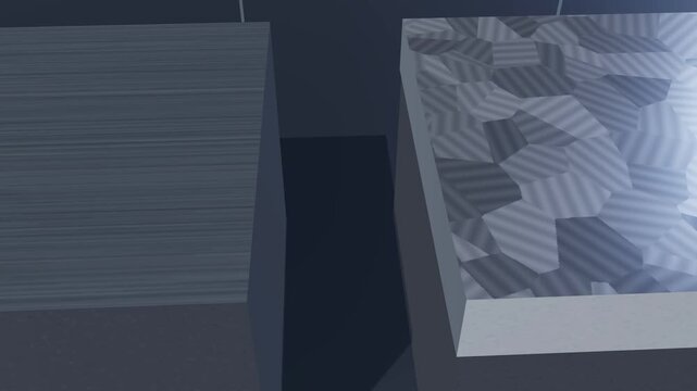 Rust and corrosion on steel railing versus galvanized steel, zinc coating protection in the rain, 3D explainer animation
