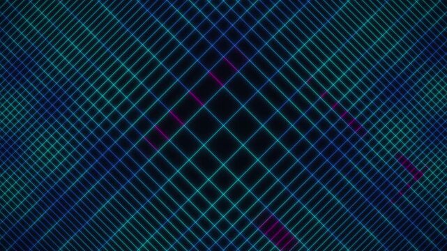 Neon blue crisscross grid pattern with shifting light