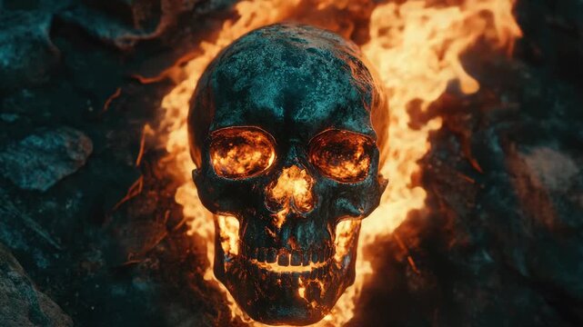 Skull with flames