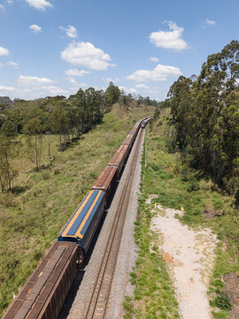 Aerial view of a cargo train