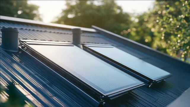 Solar water heaters on metal roof