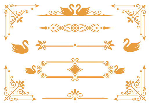 Elegant vector swan-themed borders and frames for wedding invitations and greeting cards
