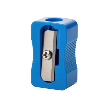 Blue pencil sharpener on a white background