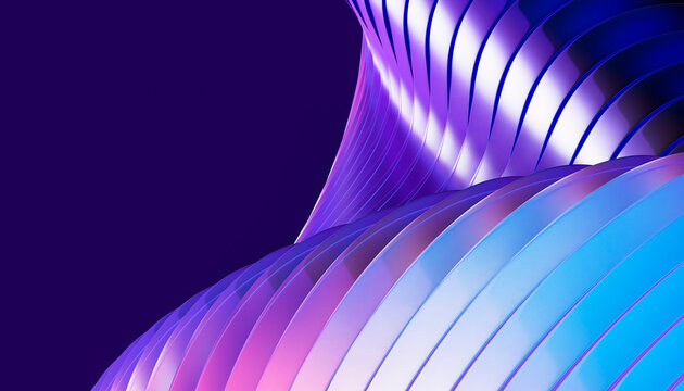 Iridescent pink and blue 3D sculptural spiral evoking creative imagination