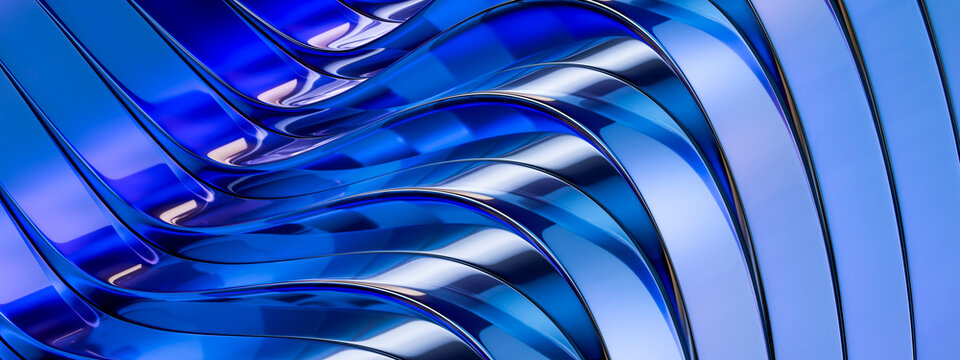 Polished blue 3D metallic curves suggesting precision automotive engineering