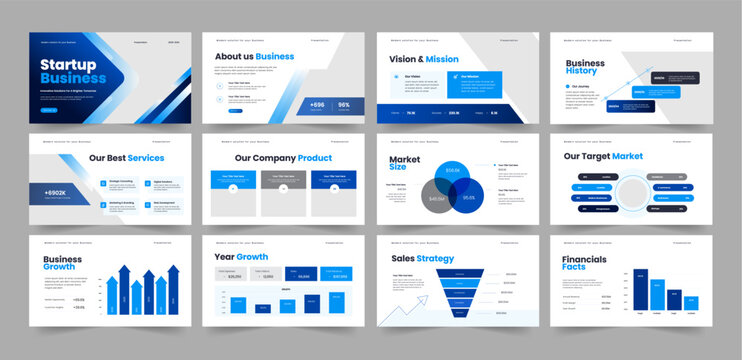 Startup Business Presentation Template, Startup Pitch Deck Slide Design