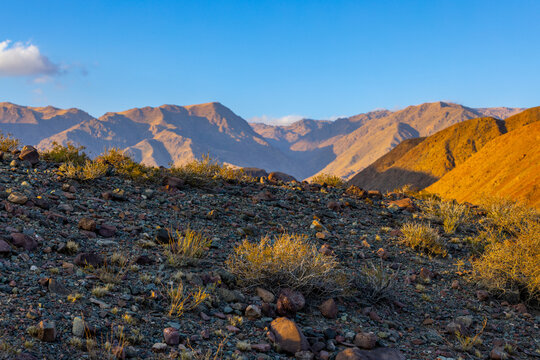 Rocky Mountain Landscape in Kyrgyzstan at Sunset