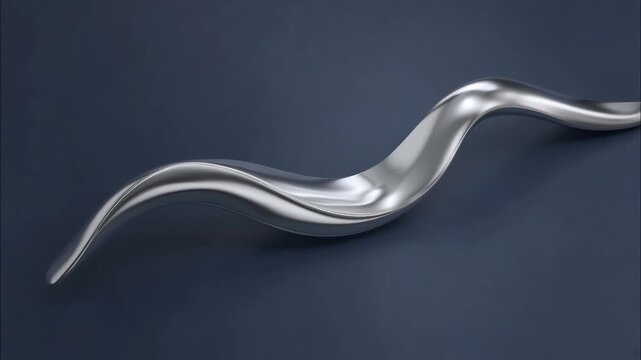 Liquid chrome wave sculpture undulating smoothly on dark background, creating dynamic futuristic metallic reflections