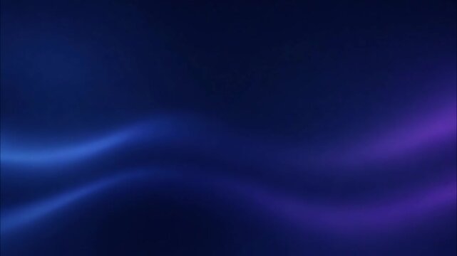 Glowing neon waves flowing smoothly across dark blue backdrop, creating an elegant digital futuristic background