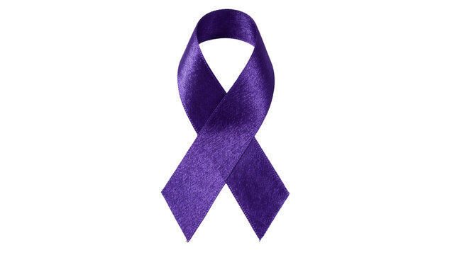 Purple awareness ribbon symbol of support, isolated on transparent background