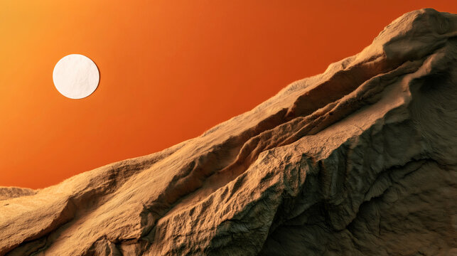 Rugged desert canyon rocks glow beneath an orange sunset sky in dramatic landscape scenery for travel and editorial use.