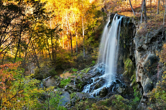 Falling Springs Falls waterfall, Covington VA in autumn
