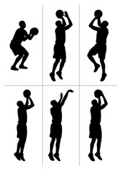 Basketball player silhouettes set with jump shots and dunks for sports apps and logos © Mellat