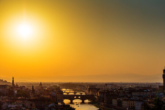 Sunset at Florence, Italy, Seen From Michangelo Point