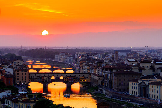 Sunset at Florence, Italy, Seen From Michangelo Point