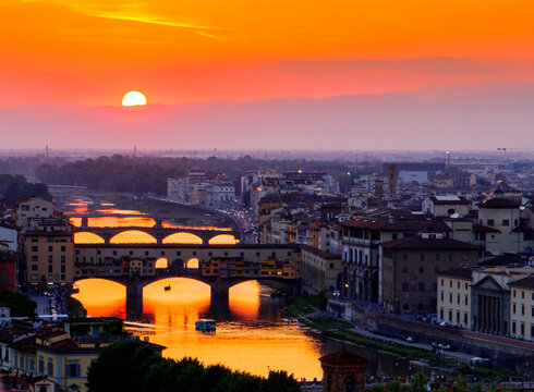 Sunset at Florence, Italy, Seen From Michangelo Point
