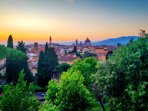 Sunset at Florence, Italy, Seen From Michangelo Point
