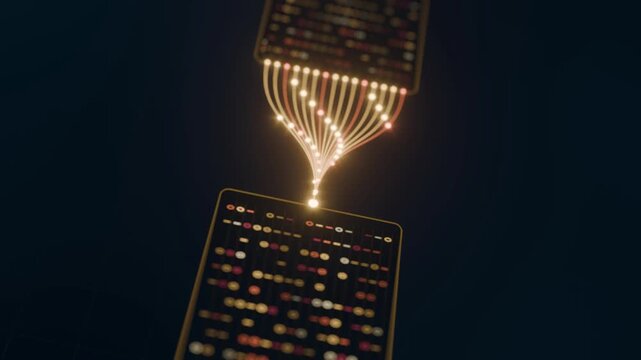 Flow data binary code 1 0 data analysis curve neon lines impulses bg able to loop endless 4k