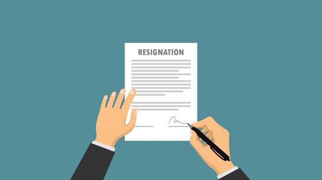 signing resignation video animation flat concept