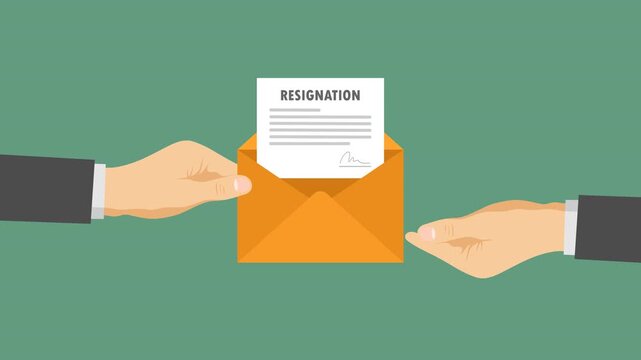 giving resignation letter video animation concept