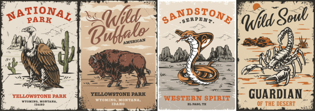 Vintage style poster set