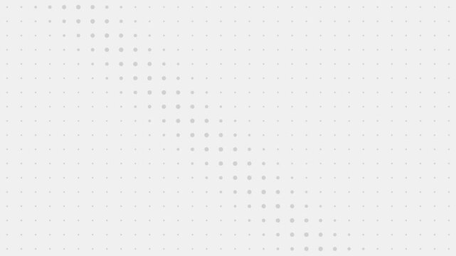 Seamless loop white abstract background showing subtle halftone dots undulating diagonally across light screen, creating minimalist elegant seamless looping geometric motion texture