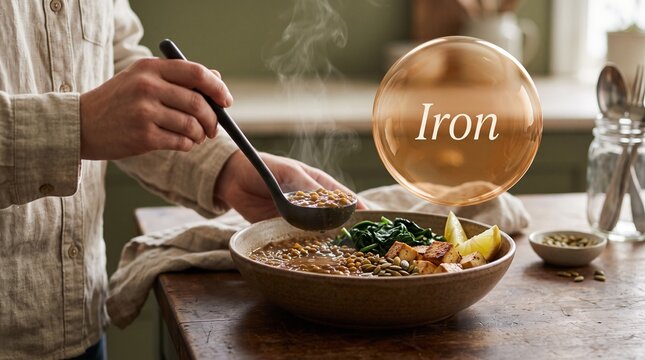 Serving a lentil bowl for plant based meal prep