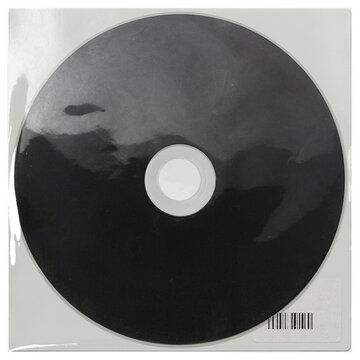 Old blank CD sleeve with blank disc, png isolated on transparent background