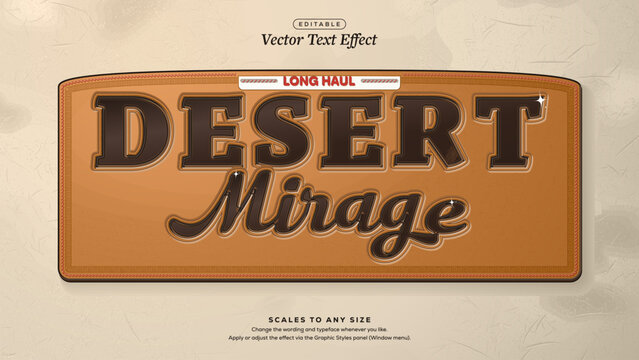Desert Mirage Dark Brown Branded Text Effect on Tan Leather Panel